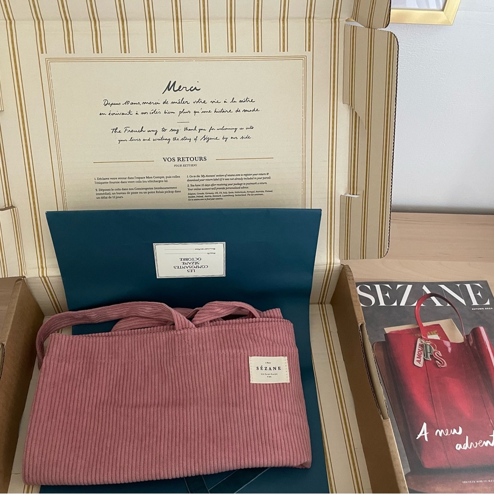 NWT Sezane velvet corduroy tote plus mini corduroy makeup bag